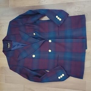 Women's Plaid Blazer - Blue and Purple